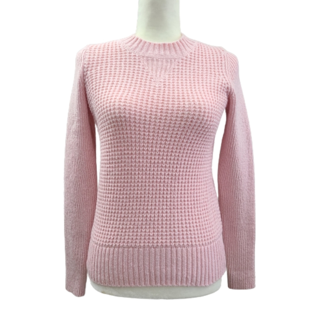 Lucky Brand Pink Waffle Knit Crewneck Sweater XS